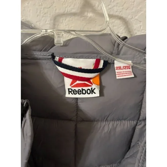 NWT Mens Reebok Gray/Silver Outdoor Hooded Puffer‎ Zipper Jacket Size 2XL - Picture 2 of 4